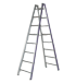 Stufen Stehleiter Alu,  Beidseitig begehbar 8 Sprossen      Stehhhe  186 cm  